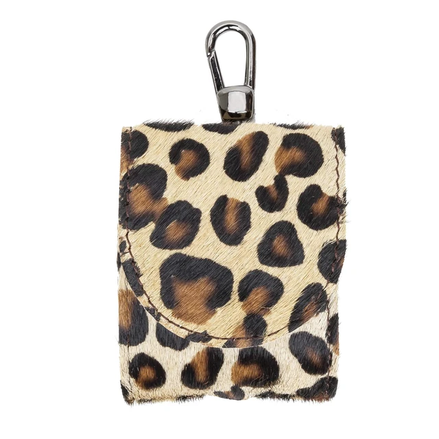 Alt view image 6 of 10 - Bari Leather Cover Compatible with Apple AirPods 1 and Airpods 2 Charging Case - Furry Leopard