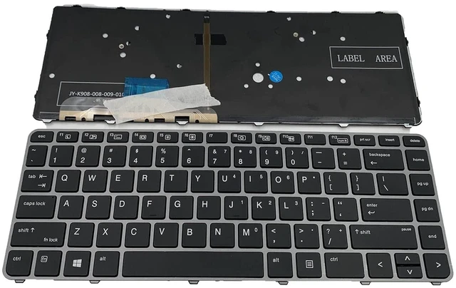 Alt view image 8 of 10 - Laptop Replacement US Layout with Backlit Keyboard for HP Elitebook Folio 1040 G3 Silver Frame