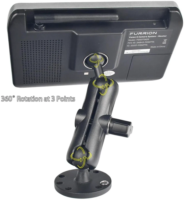 Alt view image 9 of 10 - VAUBORTTI for Furrion 5 & 7 Camera Monitor Mount, Aluminum Alloy Adjustable Ball Joint Bracket with Fixed Screw Base for RV Backup Systems