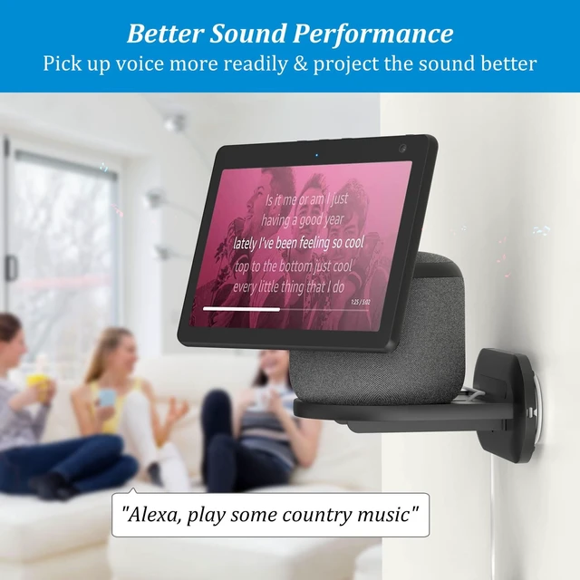 Alt view image 8 of 10 - PlusAcc Show 10 Wall Mount Stand - Holder Mount for Echo Show 10 3rd Gen, Space Saving Alexa Accessories Bracket Shelf (Black)