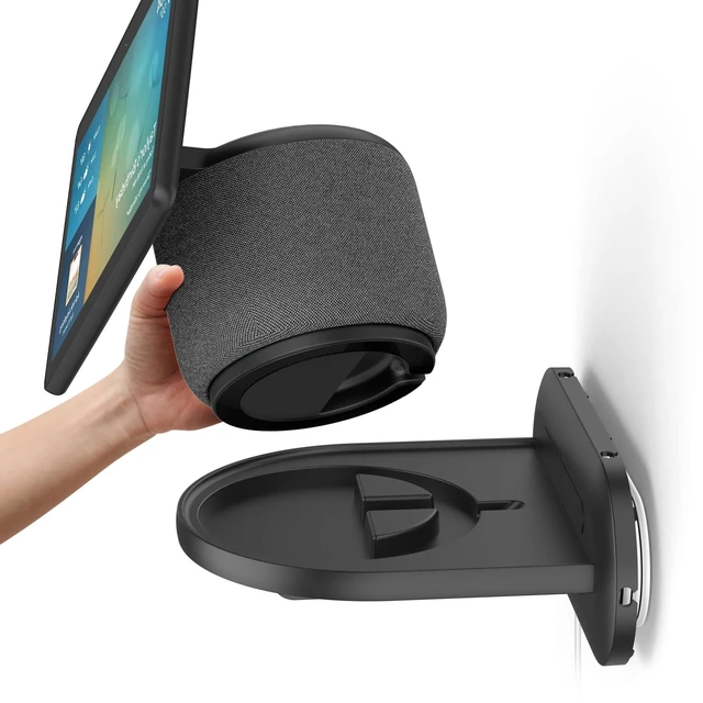 Alt view image 6 of 10 - PlusAcc Show 10 Wall Mount Stand - Holder Mount for Echo Show 10 3rd Gen, Space Saving Alexa Accessories Bracket Shelf (Black)