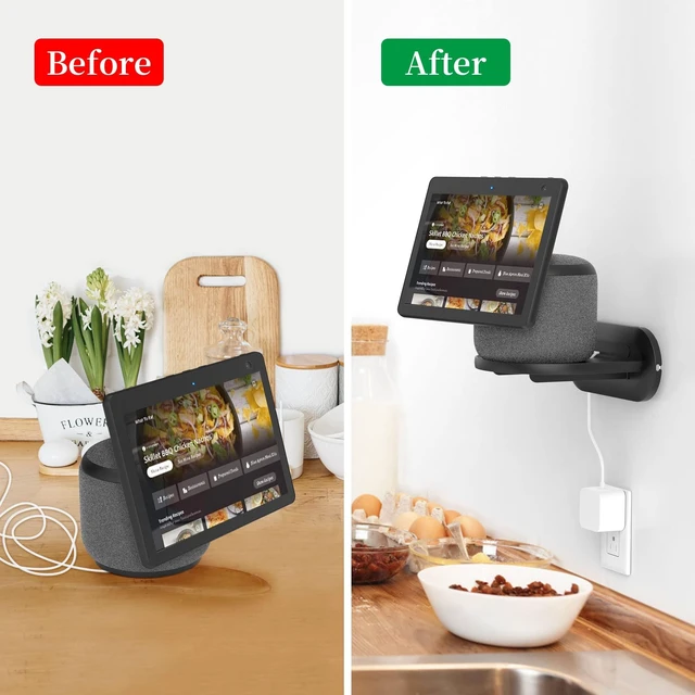 Alt view image 9 of 10 - PlusAcc Show 10 Wall Mount Stand - Holder Mount for Echo Show 10 3rd Gen, Space Saving Alexa Accessories Bracket Shelf (Black)
