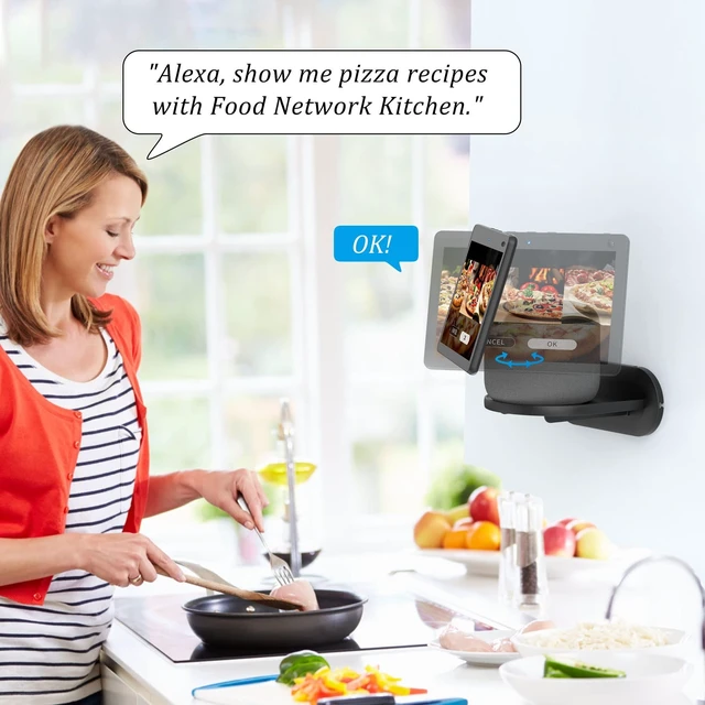 Alt view image 7 of 10 - PlusAcc Show 10 Wall Mount Stand - Holder Mount for Echo Show 10 3rd Gen, Space Saving Alexa Accessories Bracket Shelf (Black)