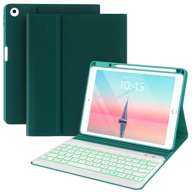Alt view image 6 of 10 - BLUTLOTUS Keyboard case for iPad 5th/6th Generation 2017/2018, 9.7 Inch iPad Air 2, Removable Wireless Backlit Keyboard Detachable, Folio Smart Cover