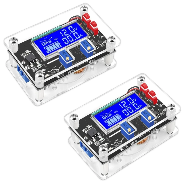 Alt view image 5 of 8 - DROK DC Adjustable Buck Converter 2pcs, 24v to 12v Step Down Converter Voltage Regulator 6V-32V to 1.5-32V 5V 5A LCD Power Supply Volt Reducer Step Down Transformer with USB Port and Protective Case
