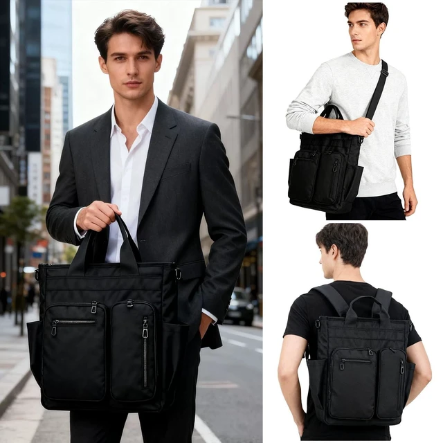 Alt view image 7 of 10 - mygreen Convertible Black Laptop Backpack Purse for Women Travel Work, 3 In 1 Tote Backpack Convertible Bag Daypack for Work, Daily, Travel Black