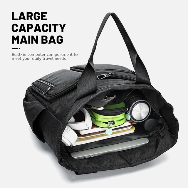 Alt view image 10 of 10 - mygreen Convertible Black Laptop Backpack Purse for Women Travel Work, 3 In 1 Tote Backpack Convertible Bag Daypack for Work, Daily, Travel Black