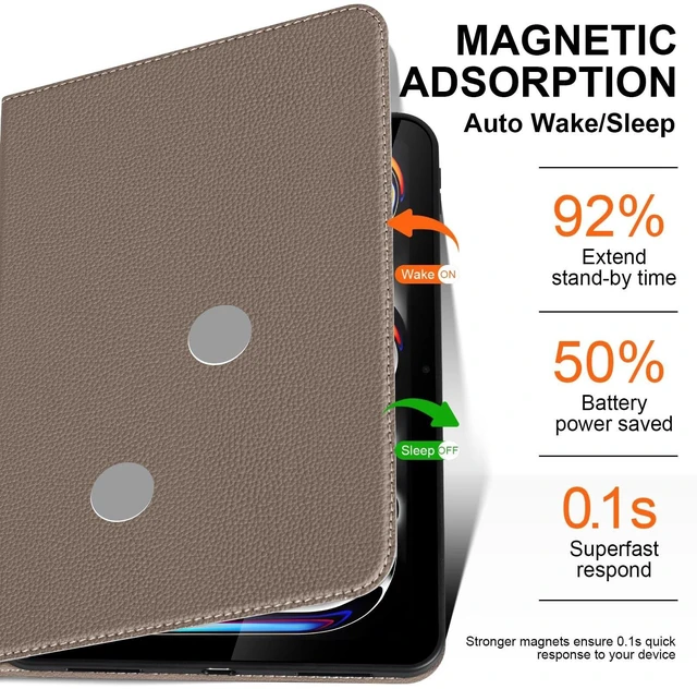 Alt view image 10 of 10 - XFYKJIN Slim Leather Case for iPad Pro 13 inch 2024 2025 (M4/M5), Folio Stand Cover, Auto Wake/Sleep, Multiple Viewing Angles for Business, Gray Brown