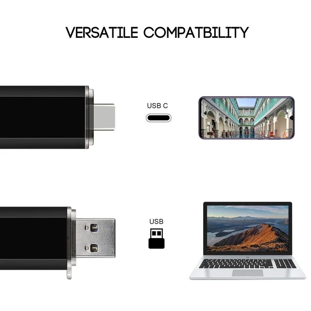 Alt view image 9 of 10 - 2-Pack 64GB USB C Flash Drive Dual Flash Drive Type C + USB A Memory Stick Jump Drive 2-in-1 Thumb Drive for Storage and Backup (64GB*2 Black&Blue)
