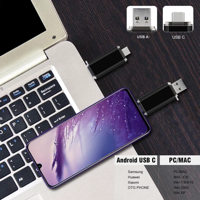 Alt view image 10 of 10 - 2-Pack 64GB USB C Flash Drive Dual Flash Drive Type C + USB A Memory Stick Jump Drive 2-in-1 Thumb Drive for Storage and Backup (64GB*2 Black&Blue)