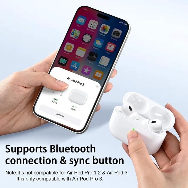 Alt view image 7 of 10 - Wireless Charging Case Replacement Compatible with AirPod Pro 3,Air Pod Pro 3 Charger Case with Bluetooth Pairing Function,Type-C Charging,White