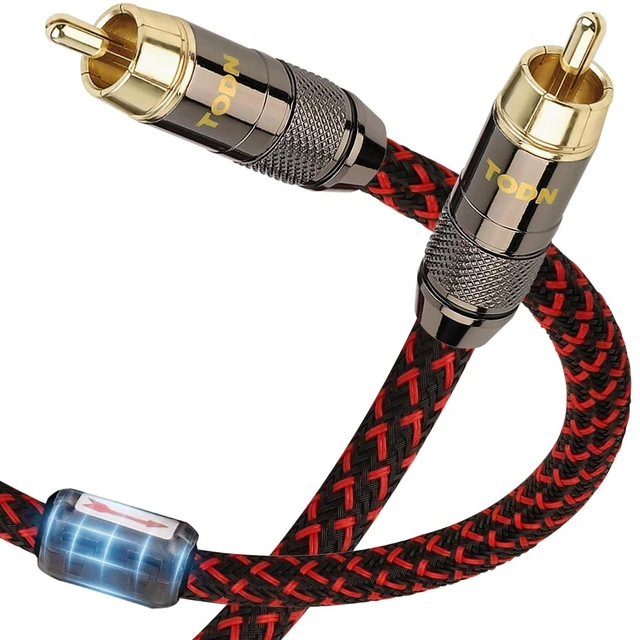 Alt view image 6 of 10 - TODN Audiophile Digital Coaxial Cable OFC Core HiFi SPDIF Coax Audio Cable 75-Ohm RCA Male to Male for Subwoofer, TV, Apm (4.9ft /1.5m)