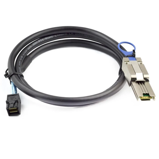 Alt view image 6 of 8 - AoQhir Mini SAS HD SFF-8088 to SFF-8643 Internal External Server Cable 6Gbps High Speed 28AWG Data Cable, Black Flat Connector (1m)
