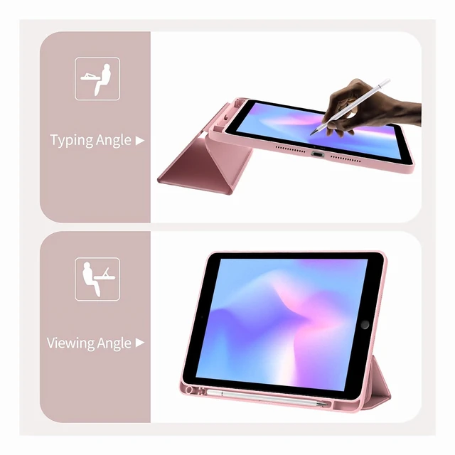 Alt view image 10 of 10 - LuGeKe Heart Unicorn Case for iPad 5th/6th Generation Unique Case,Pencil Holder & Clear Acrylic Back & Trifold Stand Cover for Women