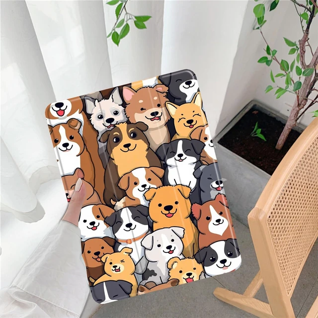 Alt view image 7 of 10 - LuGeKe Cute Dog Pattern Print Case for iPad mini 6 Unique Case,Pencil Holder & Clear Acrylic Back & Trifold Stand Cover for Women