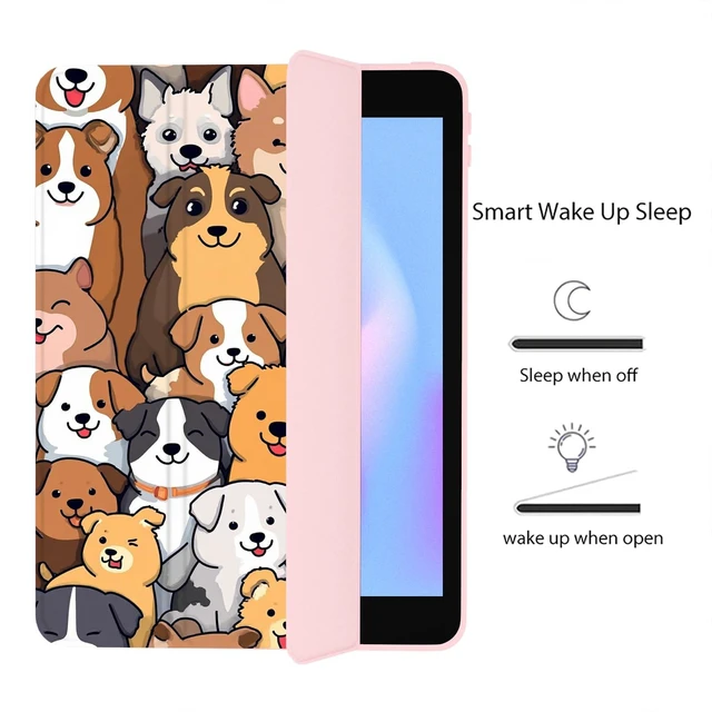 Alt view image 8 of 10 - LuGeKe Cute Dog Pattern Print Case for iPad mini 6 Unique Case,Pencil Holder & Clear Acrylic Back & Trifold Stand Cover for Women
