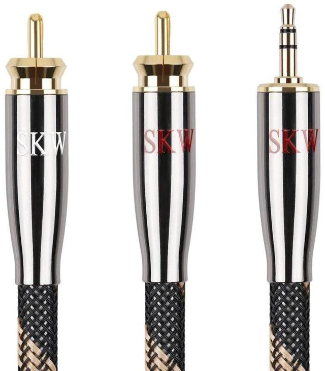 Alt view image 6 of 10 - SKW Audiophile Ultra-high Purity Copper Audio Cable 3.5mm Male to 2 RCA Male Audio Auxiliary Stereo Y Splitter Adapter Cable 3.2ft/1M
