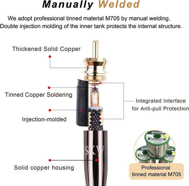 Alt view image 10 of 10 - SKW Audiophile Ultra-high Purity Copper Audio Cable 3.5mm Male to 2 RCA Male Audio Auxiliary Stereo Y Splitter Adapter Cable 3.2ft/1M