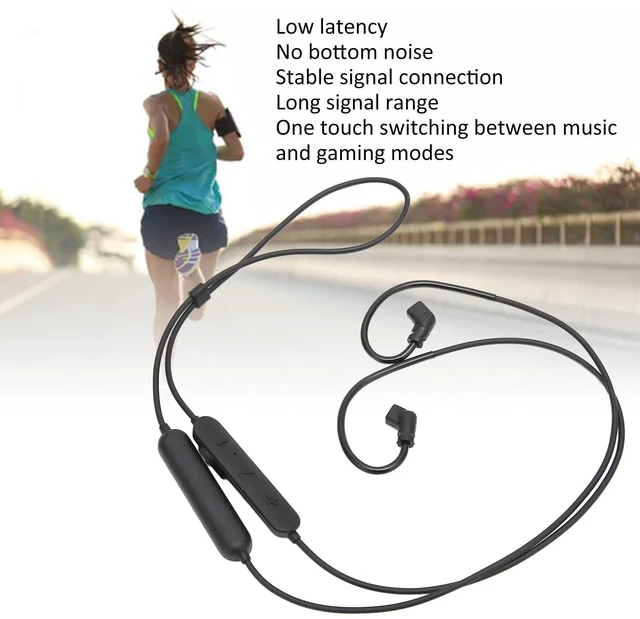 Alt view image 9 of 10 - Headphone BT 5.0 Adapter Cable, Low Latency Wireless Earphone Cable with Microphone and Controller for KZ: Pro Pro X ZS10 ZSX AS12 AS16 (Black)