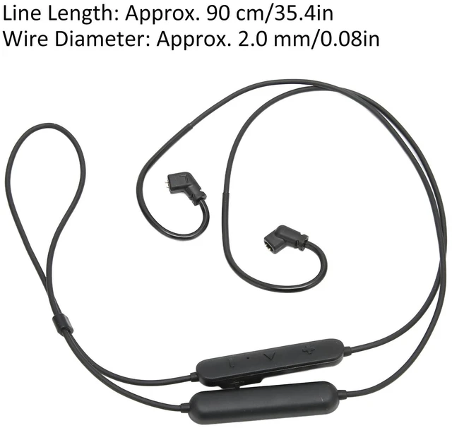 Alt view image 10 of 10 - Headphone BT 5.0 Adapter Cable, Low Latency Wireless Earphone Cable with Microphone and Controller for KZ: Pro Pro X ZS10 ZSX AS12 AS16 (Black)