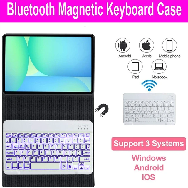 Alt view image 8 of 10 - Keyboard Case for Samsung Galaxy Tab S10 FE / S10 Lite 10.9 Inch, S9 FE Smart Backlit Keyboard case with Pen Holder for Tab S9 S8 S7 11", Purple