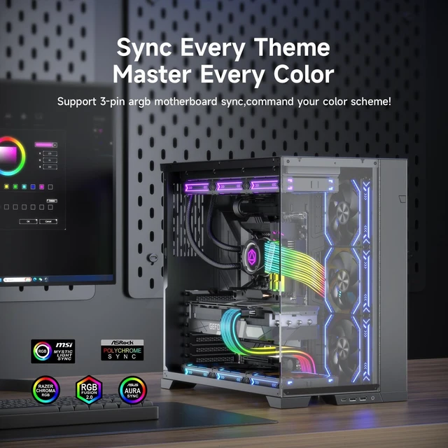 Alt view image 10 of 10 - Sirlyr RGB PC Cables,Strimmer 2 * 8 pin PSU Extension Cable,5V 3Pin Sync ARGB,for Graphic Card Power Supply,Computer Case Decoration Black Style