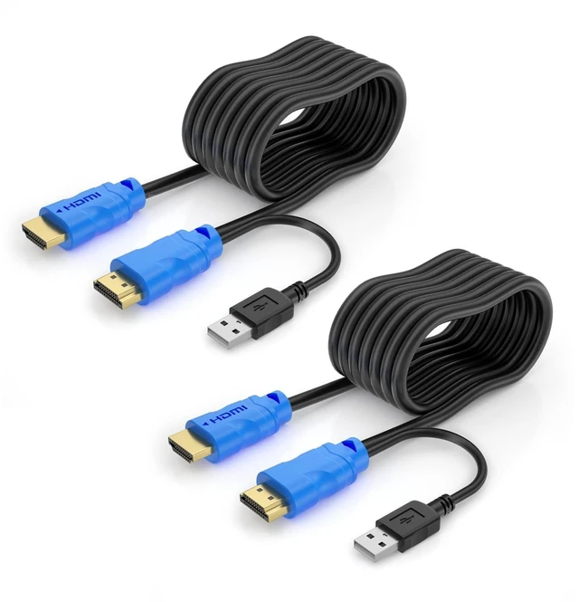 Alt view image 6 of 10 - Yinker KVM Cable 16ft 2 Pack, USB HDMI KVM Cable for HDMI KVM Switch 2in1 Integrated Cable (5m)