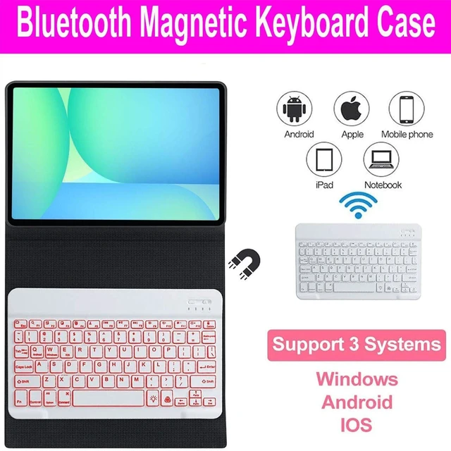 Alt view image 8 of 10 - Keyboard Case for Samsung Galaxy Tab S10 FE / S10 Lite 10.9 Inch, S9 FE Smart Backlit Keyboard case with Pen Holder for Tab S9 S8 S7 11", Pink
