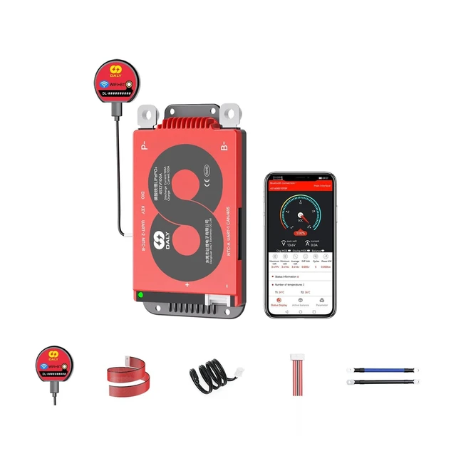 Alt view image 6 of 10 - DALY Smart BMS 4S 12V 100A with WiFi Module and CAN 485 Communication Protection Board for Remote Monitoring of LifePO4 Lithium Battery Pack
