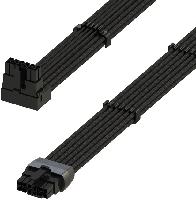 Alt view image 11 of 12 - LINKUP 12VHPWR PSU-GPU Power Cable ^^ Compatible with NIVIDA RTX 5080/5070 and All RTX GPUs ^^ 600W 16Pin/12+4 PCIe 5.0 Cable ^^ 70cm - Left Angle