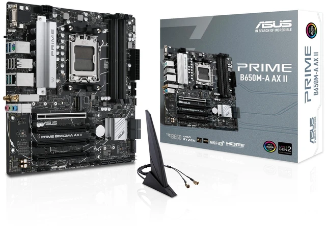 Alt view image 6 of 10 - ASUS Prime B650M-A AX II AMD B650 AM5 Ryzen Desktop 9000 8000 & 7000 Micro-ATX mATX Motherboard, DDR5, PCIe 5.0 M.2, 2.5Gb LAN, Wi-Fi 6, DisplayPort, HDMI, USB 3.2, USB 3.2 Type-C, BIOS Flashback
