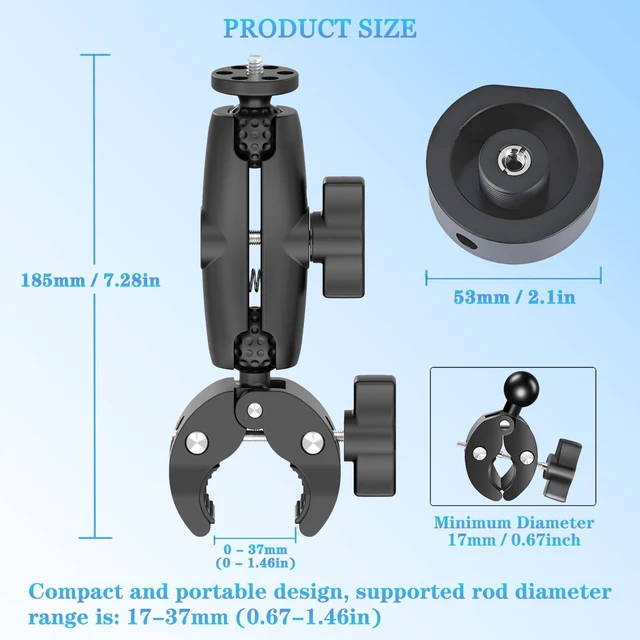 Alt view image 10 of 10 - Starlink Mini Mount, Adjustable Pole Clamp Mount for Starlink Mini Accessories, with Multi-Use Starlink Mini Tripod Adapter - 1/4"-20 and 3/8"-16 Threaded, for RV Ladders Campers Guardrails Roof Rack