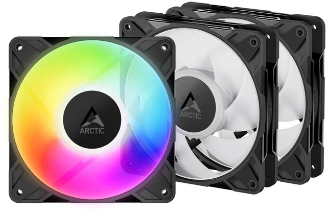 Alt view image 2 of 2 - ARCTIC P12 Pro A-RGB LN - 3 Pack - Low-Noise Premium Fan, 120 mm PWM Fan with Y-Cable Splitter, 450-2000 RPM, 0 RPM <5% PWM, 5V Digital RGB, Fluid Dynamic Bearing, 4-Pin - Black