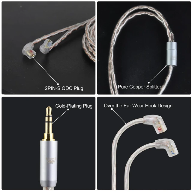 Alt view image 8 of 10 - okcsc QDC to 3.5MM Upgraded Replacement Cable for QDC Earphones Cable 4 Core for ZSN Pro ZS10 Pro NF2u KZ ZSX AS16 CA4 A10 QDC IEMs 3.94FT