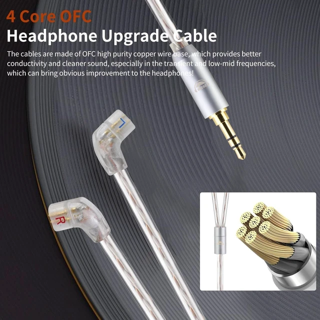 Alt view image 10 of 10 - okcsc QDC to 3.5MM Upgraded Replacement Cable for QDC Earphones Cable 4 Core for ZSN Pro ZS10 Pro NF2u KZ ZSX AS16 CA4 A10 QDC IEMs 3.94FT