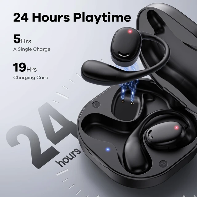 Alt view image 10 of 10 - EXECCZO Open Ear Headphones - Airflow Pro Bluetooth 5.3 Earbud Wireless Earphones Headset for Running and Outdoor Activities with Immersive Sound(Black)