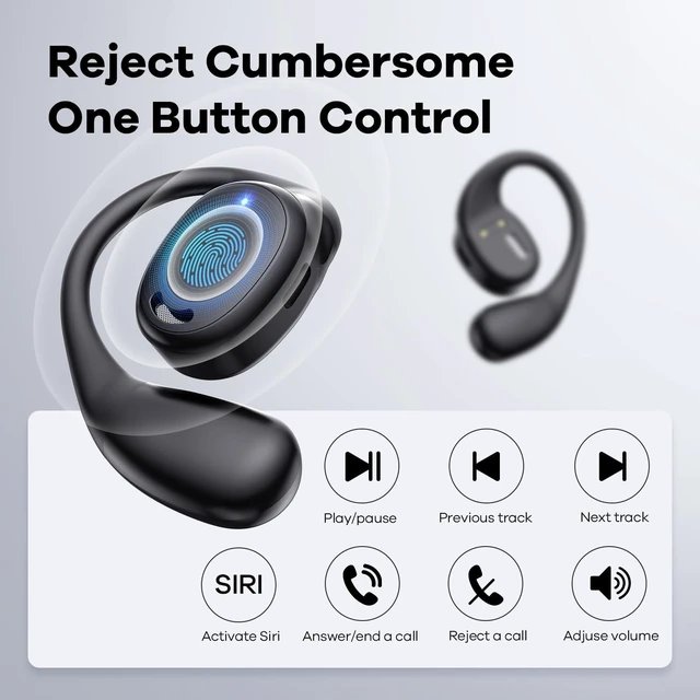 Alt view image 9 of 10 - EXECCZO Open Ear Headphones - Airflow Pro Bluetooth 5.3 Earbud Wireless Earphones Headset for Running and Outdoor Activities with Immersive Sound(Black)