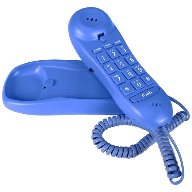Alt view image 6 of 10 - Slimline Blue Colored Phone for Wall Or Desk with Memory