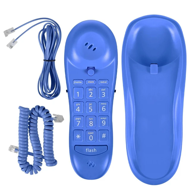 Alt view image 9 of 10 - Slimline Blue Colored Phone for Wall Or Desk with Memory