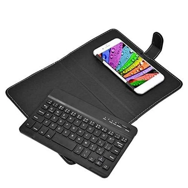 Alt view image 7 of 10 - Wireless Bluetooth Keyboard for Phone With Protective Case - Mini Portable Foldable for Width of 6-9.5cm Cell Phones (Black)
