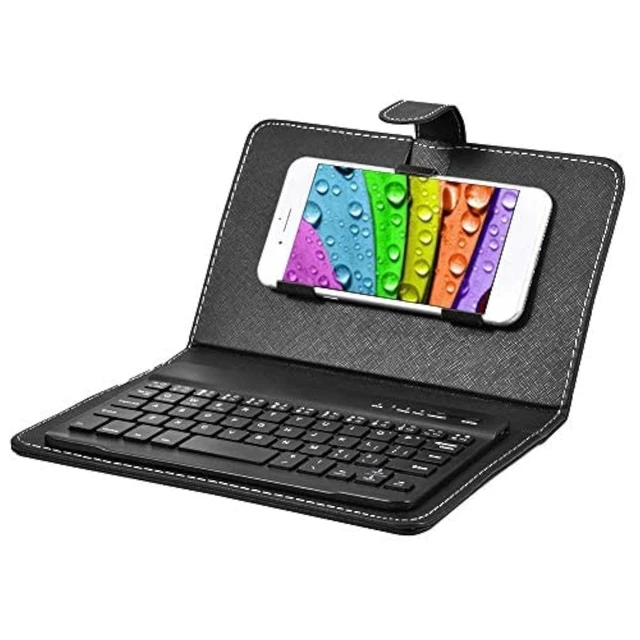 Alt view image 6 of 10 - Wireless Bluetooth Keyboard for Phone With Protective Case - Mini Portable Foldable for Width of 6-9.5cm Cell Phones (Black)