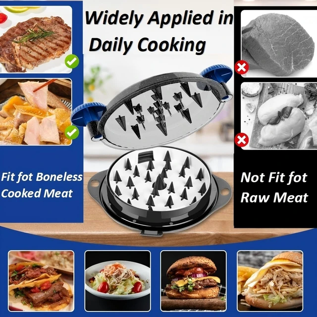 Alt view image 9 of 10 - Chicken Shredder Tool Twist Pro - Large Meat Shredder for Chicken Breast, Pulled Pork, Beef with Upgraded Stainless Steel Spikes Wall Mounted Design BPA-Free Kitchen Essentials Gadgets (Blue/Black)