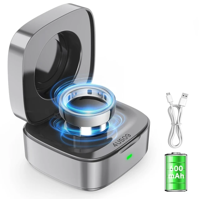 Alt view image 6 of 10 - Wireless Charging Case Compatible with Oura Ring Gen 4 Charger Size 11, 600mAh Portable Travel Charging Box with USB-C Cable & Indicator Light, Essential for Smart Oura Ring 4 Users,Grey