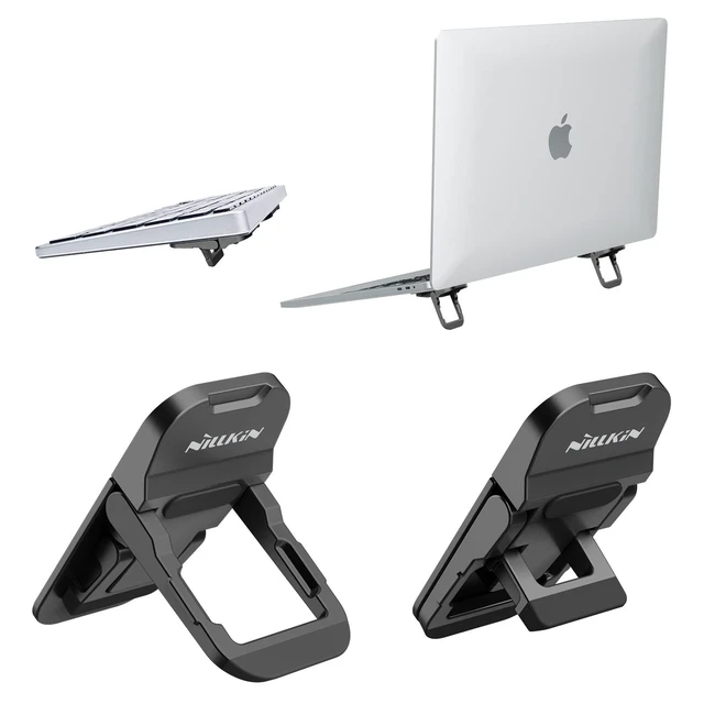 Alt view image 6 of 10 - Nillkin Portable Laptop Stand with 3 Adjustable Angles, Flip Keyboard Riser Feet for Most Keyboards, Computer Keyboard Stand for Desktop, MacBook, HP and Other 10-17 Inches Laptop Feet Riser, Black