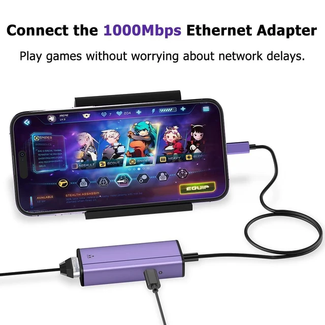 Alt view image 10 of 10 - Lightning to 1000Mbps Ethernet Adapter, IVSHOWCO 2 in 1 iPhone iPad to RJ45 Ethernet LAN Network Adapter with Charging Port, 1 Gigabit High Speed,Plug and Play(1.77Ft)