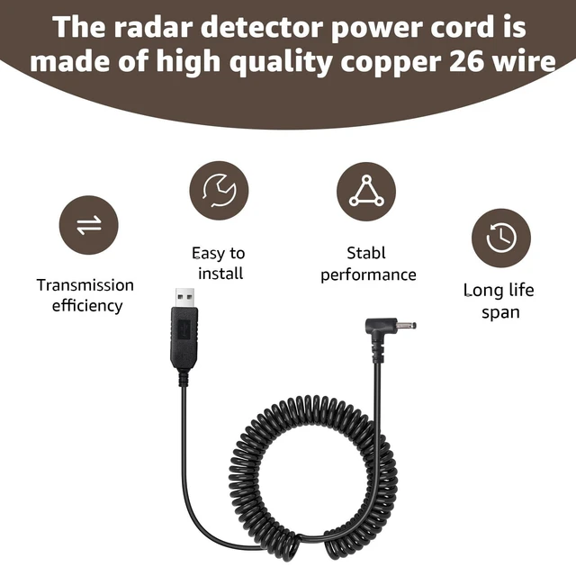 Alt view image 10 of 10 - USB to DC3.5 Plug Power Cable for Radar Detectors, 8.2FT 5V-12V USB Power Cable Compatibility with Cobra RAD 480i, 350, 380, Uniden DFR1,3,5 Series, Whistler, & Radenso Pro M Radar Detectors