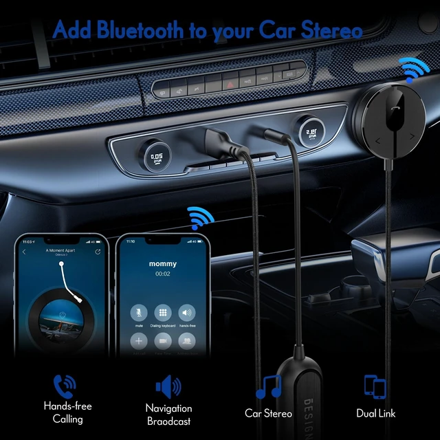 Alt view image 8 of 10 - BESIGN BK01 Bluetooth Car Kit, Wireless Aux Receiver for Handsfree Calls and Music Streaming with Ground Loop Noise Filter for Car with Aux Port