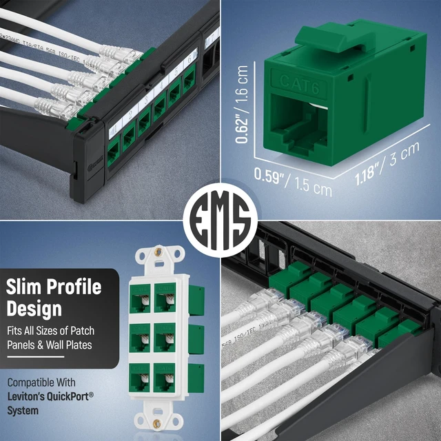 Alt view image 8 of 10 - Everest Cat6 RJ45 Keystone Coupler (24-Pack) in Green - RJ45 Coupler - Cat 6 Couplers - Female to Female Cat6 Keystone Jacks - Ethernet Couplers - Ethernet Cable Extender