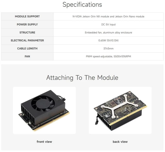 Alt view image 9 of 10 - Waveshare Official Cooling Fan - Speed-Adjustable, Compatible with Jetson Orin Nano and Orin NX