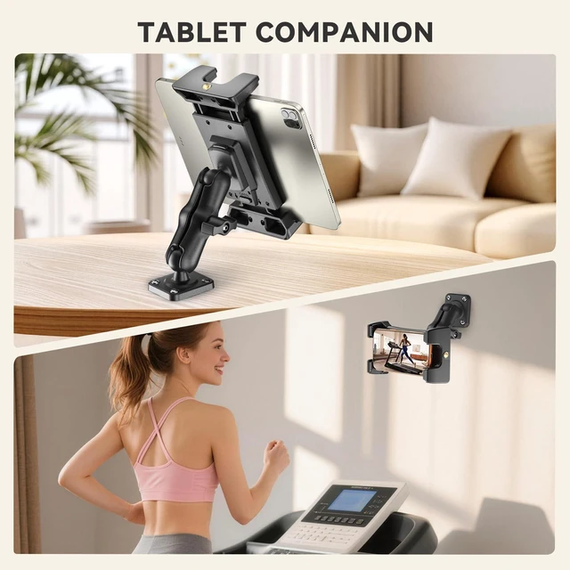 Alt view image 8 of 10 - OHLPRO Car Tablet Holder - Heavy Duty Drill Base, Tablet Mount for Truck Compatible with iPad Samsung Tab 5"-13" Tablets and Phones, iPad Stand for Wall/Business/Vehicle/Desktop, etc. - 4-inch Arm